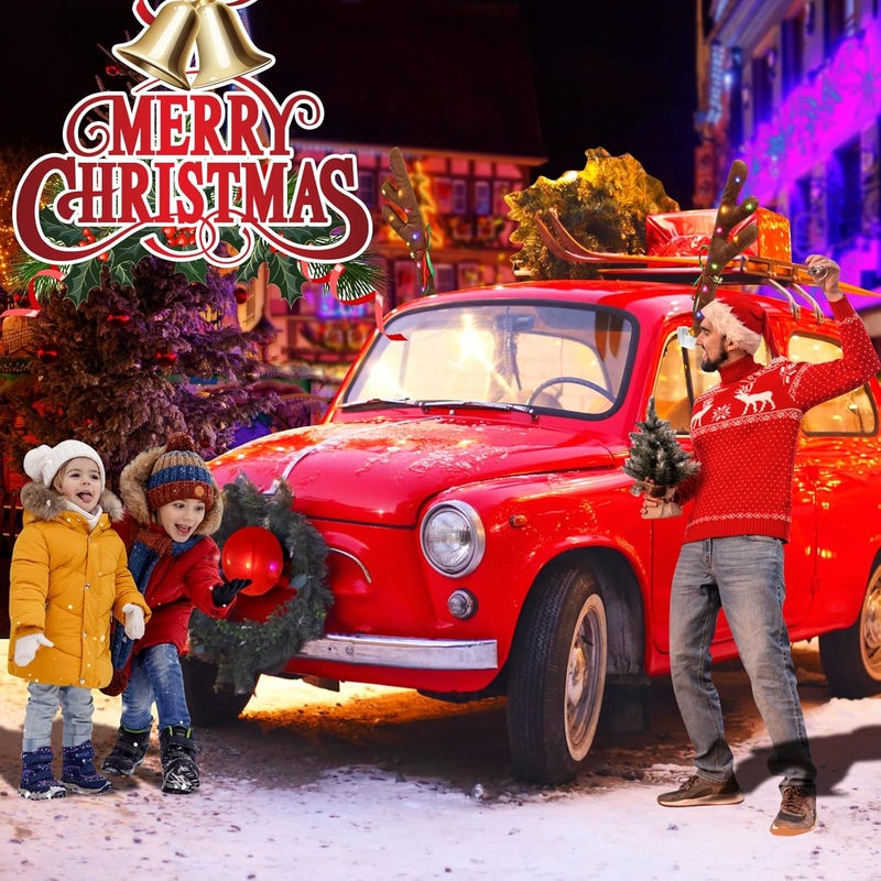 Angooni Charming Christmas Car Decoration, Festive Reindeer Car Kit, Reindeer Antlers & Nose, Christmas Lights for Cars, Nice Gift for Families & Friends, Suitable for Jeeps, Trucks, Golf Carts... - Image 2